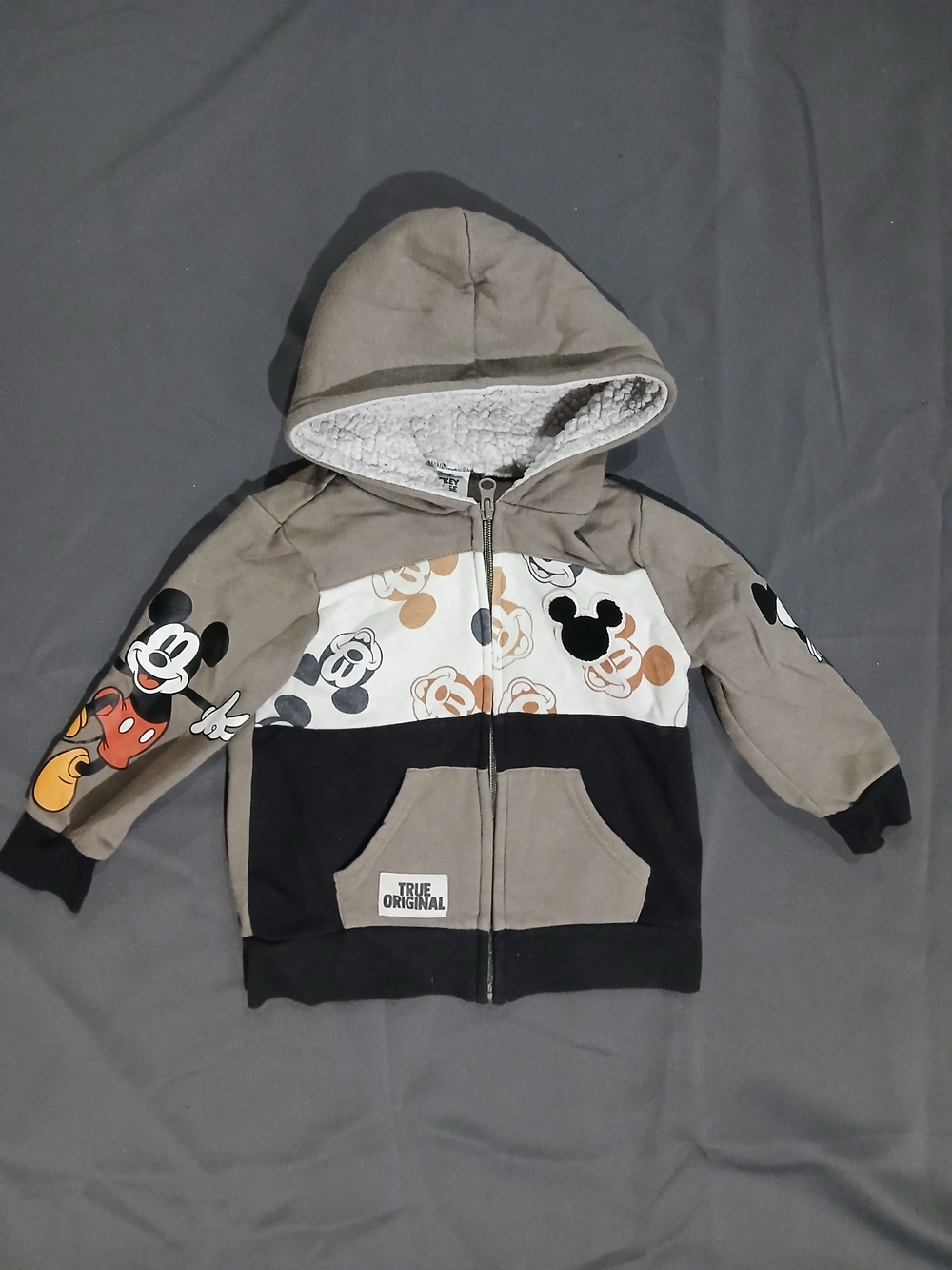 Disney Mickey Mouse Hooded Zip Jacket for Kids - Taupe/Black
